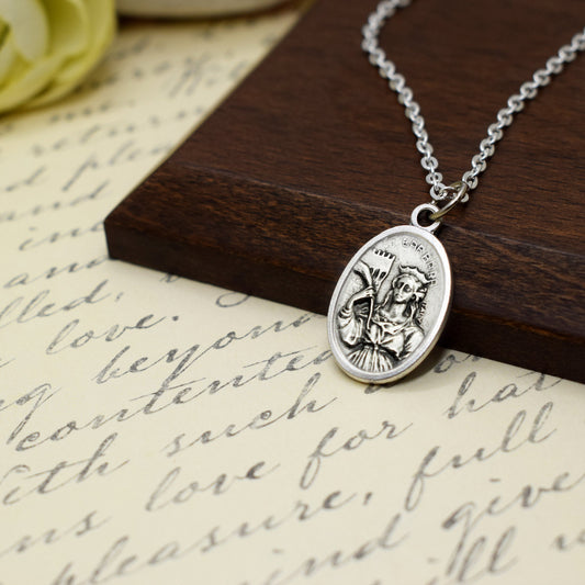 Saint Barbara Medal Necklace – Patroness of Firefighters & Armourers | Italian Stainless Steel Chain, Christian Jewelry