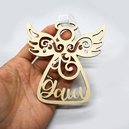 Personalized Angel Ornament – Custom Name Laser-Cut Birchwood Keepsake | Baptism, First Communion, Birthday & Memorial Gift 🎁