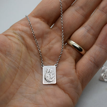 Sterling Silver Scapular Necklace – Our Lady of Mount Carmel & Sacred Heart of Jesus | Handmade Italian Catholic Jewelry