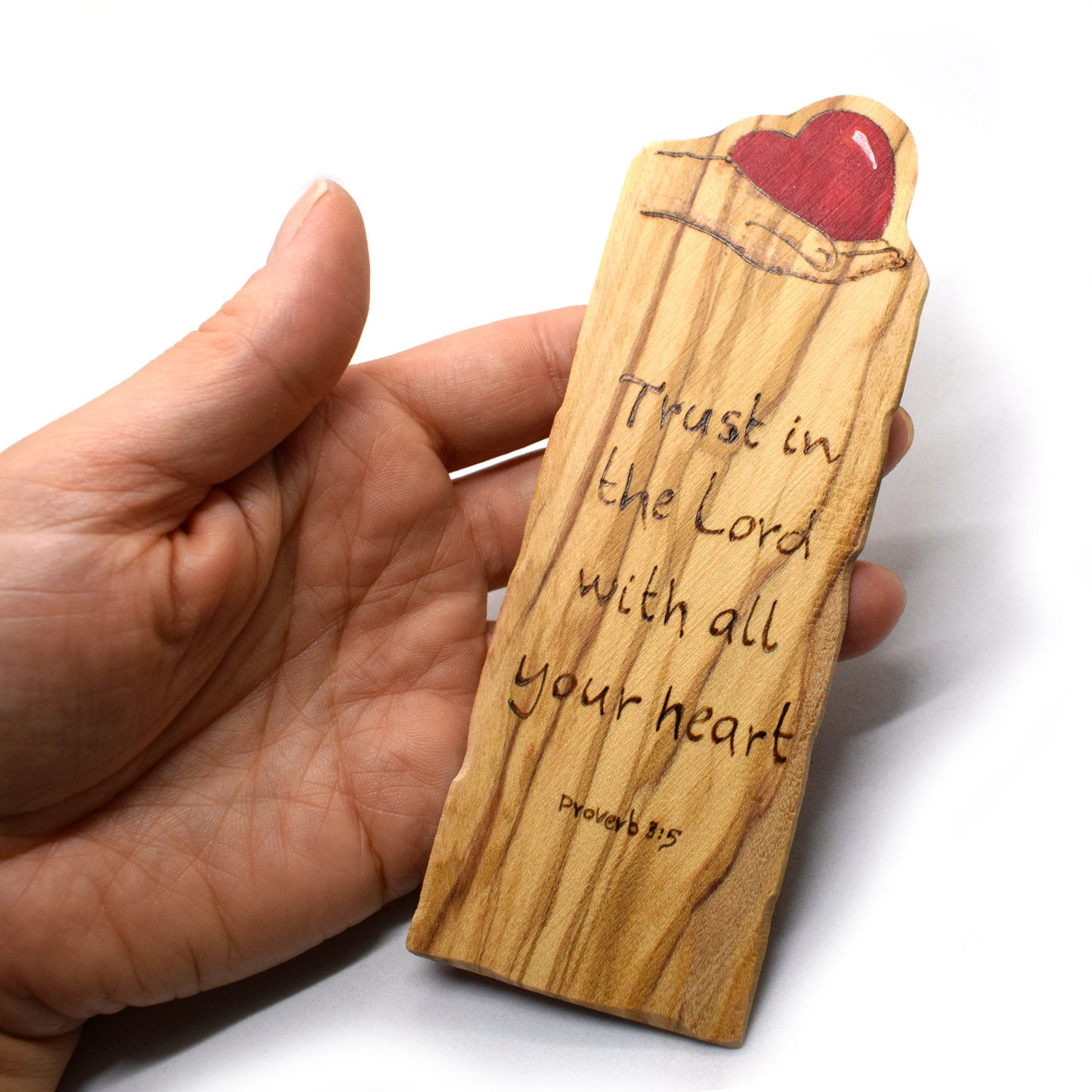 Bible Quote Bookmark – "Trust in the Lord" Olivewood Handmade Christian Gift for Book Lovers