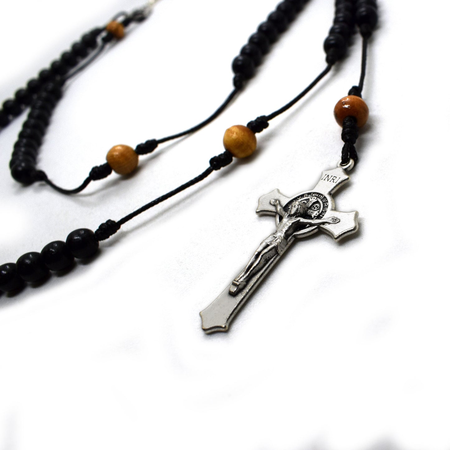 🕊️ St. Benedict Belt Habit Rosary – Handmade Olive Wood 5 Decades Rosary – Catholic Gift