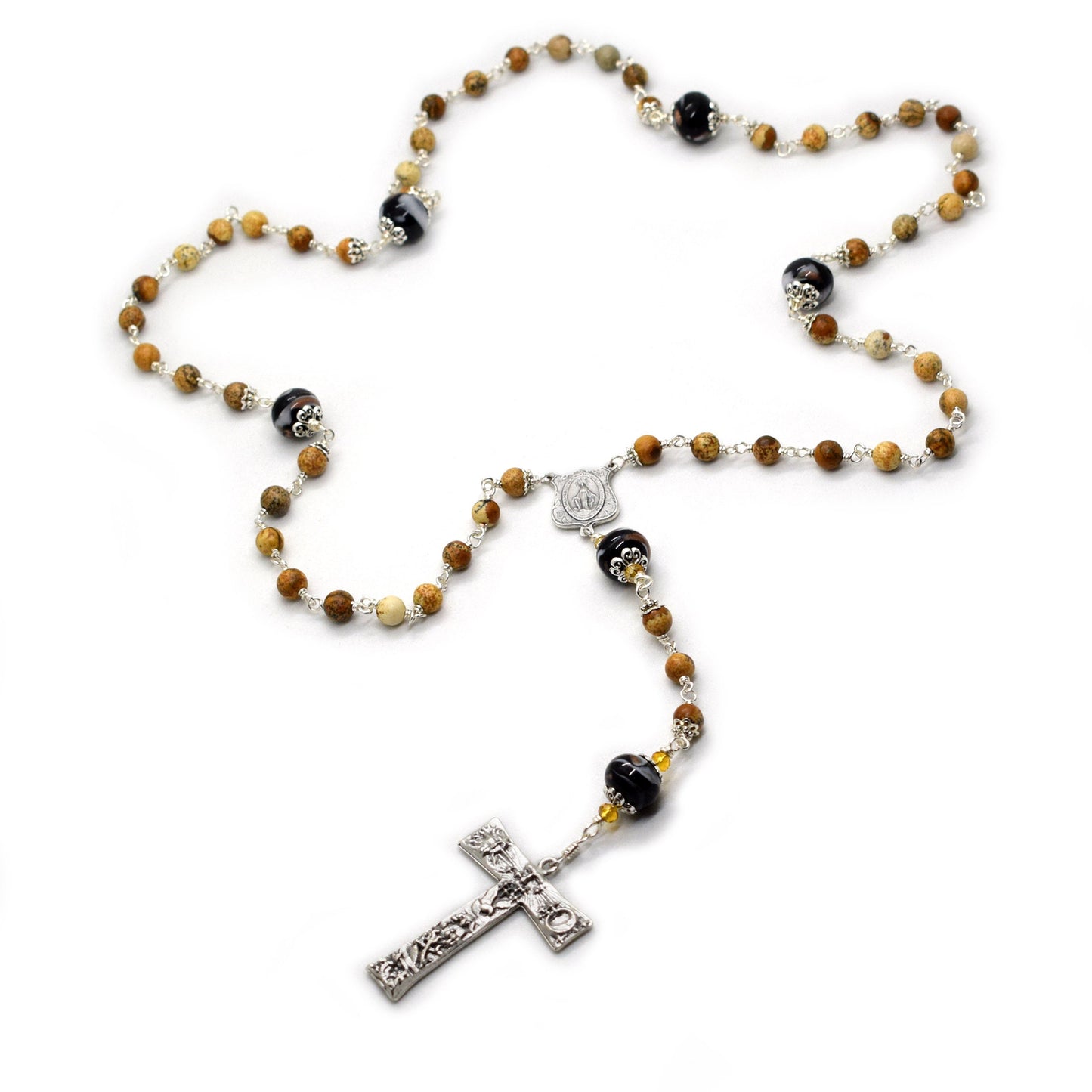 St. Francis Canticle of the Creatures Rosary – Unbreakable Italian Gemstone & Murano Glass Beads | Catholic Christmas Gift