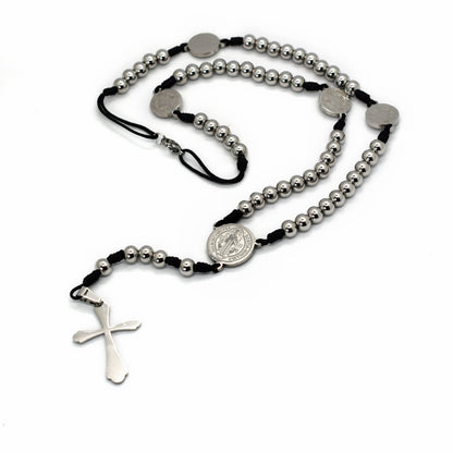 St. Benedict Stainless Steel Rosary – Handmade Italian Five Decades Rosary