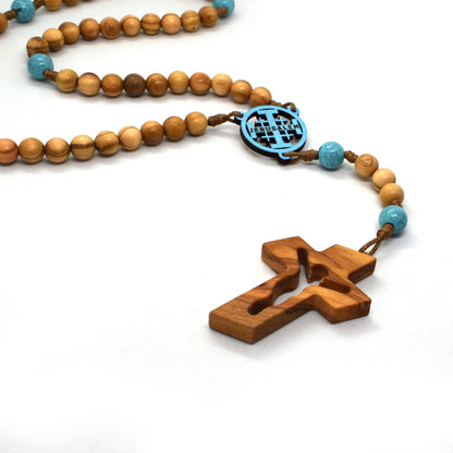 Holy Land Olive Wood Rosary – Handmade Jerusalem Cross | Catholic Gift from Italy