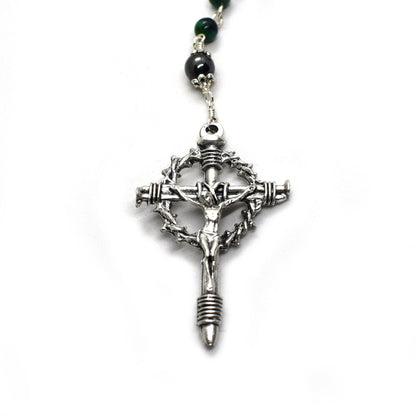 Crown of Thorns Gemstone Rosary | Blue Chrysocolla Catholic Rosary Handmade in Italy