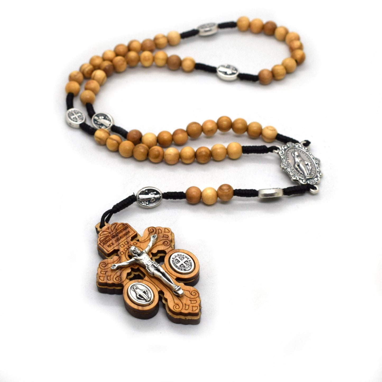 Olive Wood Forgiveness Rosary | Handmade Saint Benedict & Miraculous Medal Rosary made in Italy
