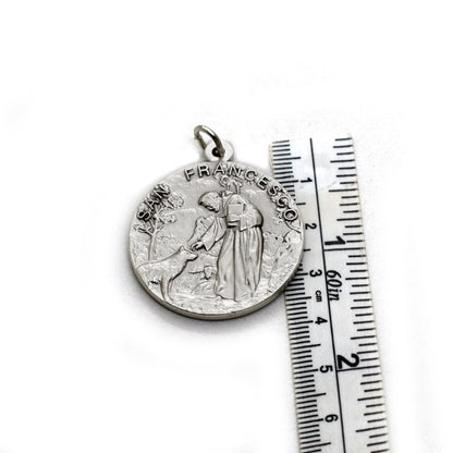 St. Francis of Assisi and the Wolf Medal Necklace – Franciscan Italian Pendant, Catholic Gift