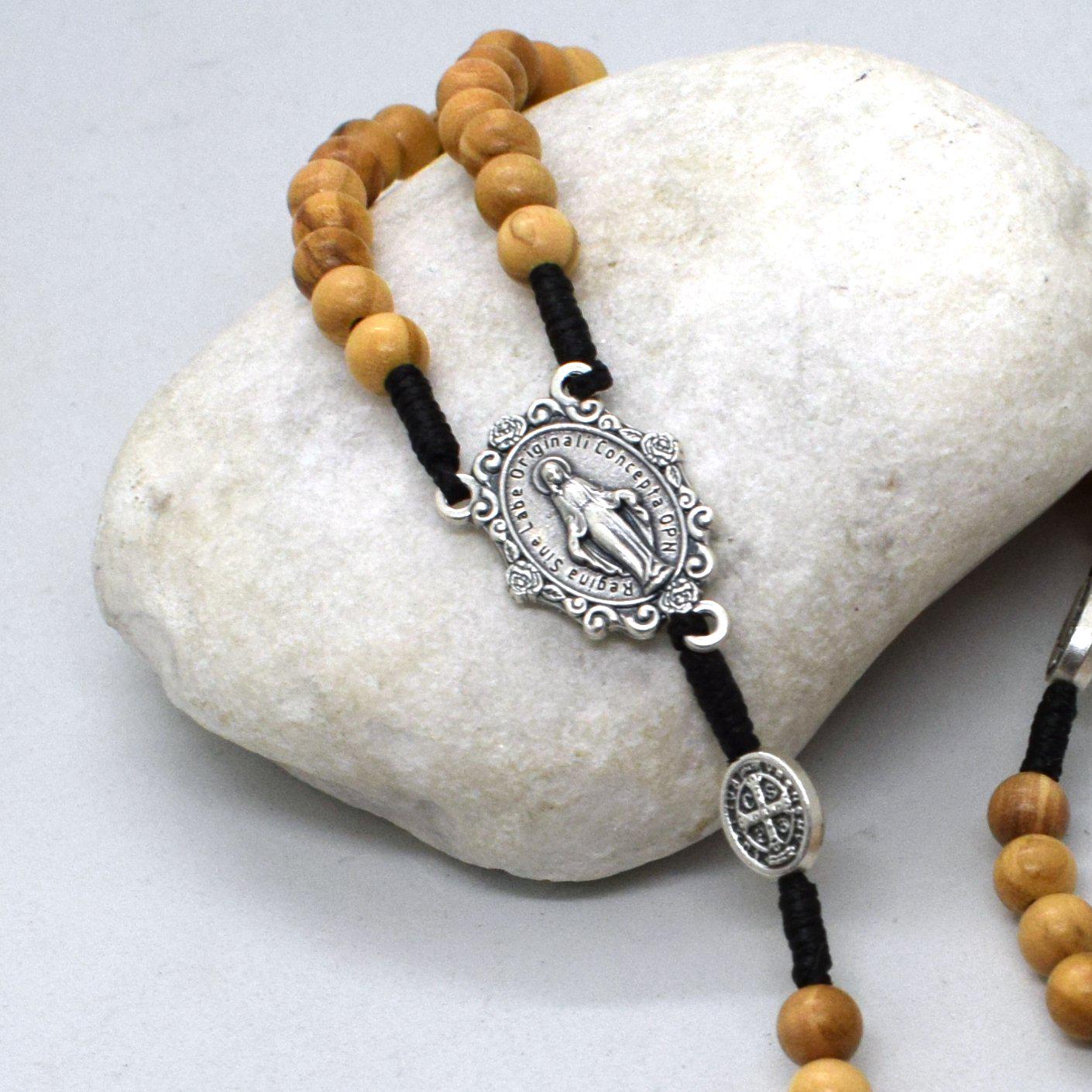 Olive Wood Forgiveness Rosary | Handmade Saint Benedict & Miraculous Medal Rosary made in Italy