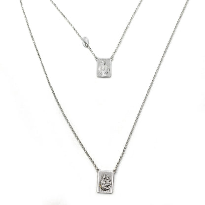 Sterling Silver Scapular Necklace – Our Lady of Mount Carmel & Sacred Heart of Jesus | Handmade Italian Catholic Jewelry