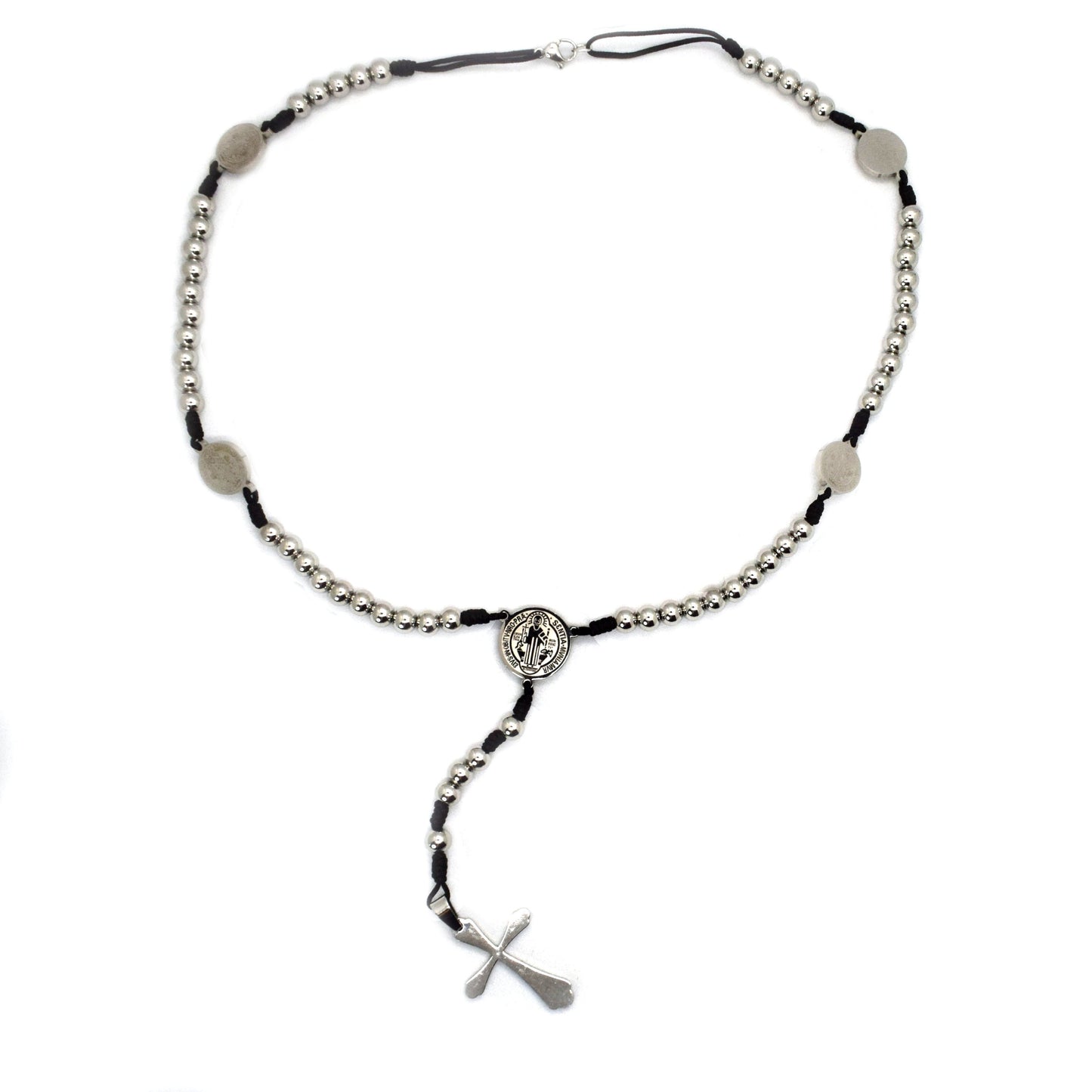 St. Benedict Stainless Steel Rosary – Handmade Italian Five Decades Rosary