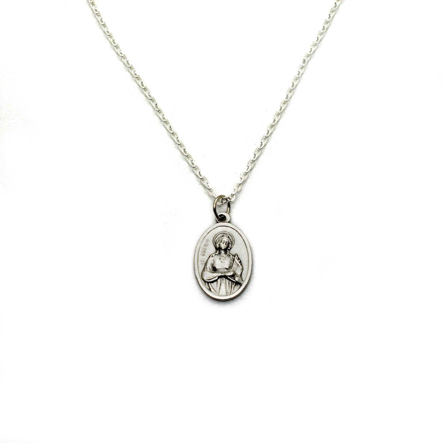 St. Cecilia Medal Necklace – Patron Saint of Musicians, Personalized Italian Jewelry