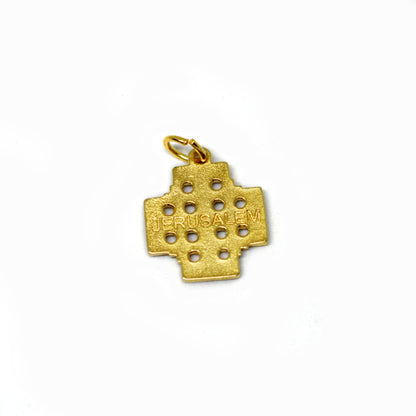 Jerusalem Gold Enameled Cross Pendant – Holy Land Christian Jewelry