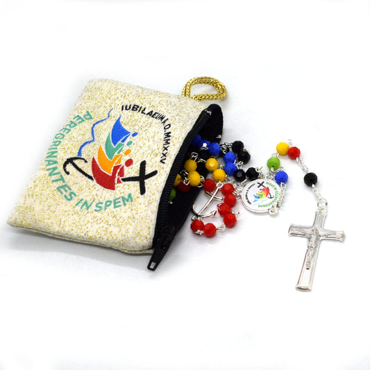 Pilgrims’ Jubilee Rosary with Official Logo – Handmade Crystal Beads Rosary