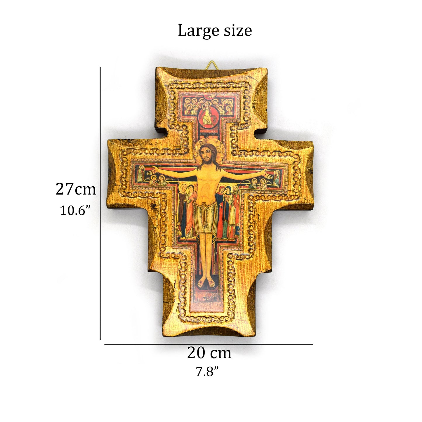 San Damiano Wooden Crucifix – Handmade Religious Icon Wall Cross, Catholic Gift from Italy