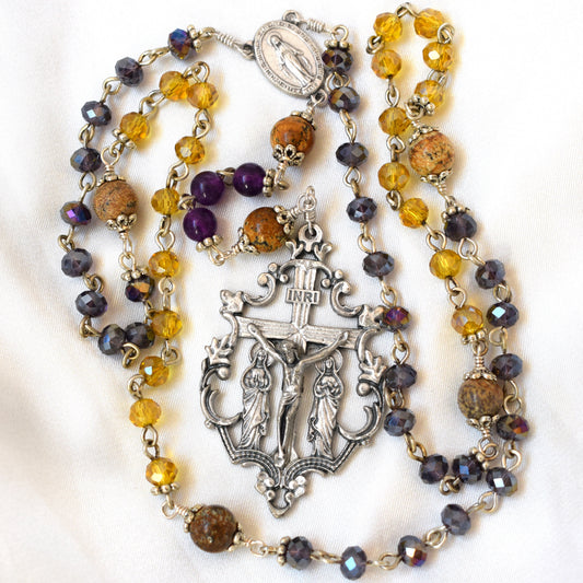 Miraculous Medal Rosary – Handmade Italian Gemstone & Crystal Catholic Rosary | First Communion & Confirmation Gift
