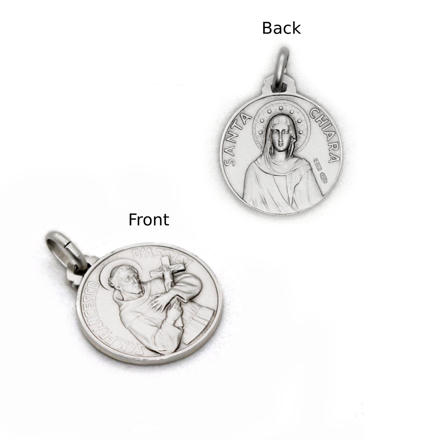 Saint Francis & Saint Clare Sterling Silver Medal Pendant – Italian Catholic Jewelry