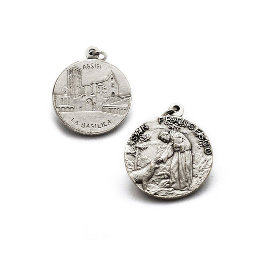St. Francis of Assisi and the Wolf Medal Necklace – Franciscan Italian Pendant, Catholic Gift
