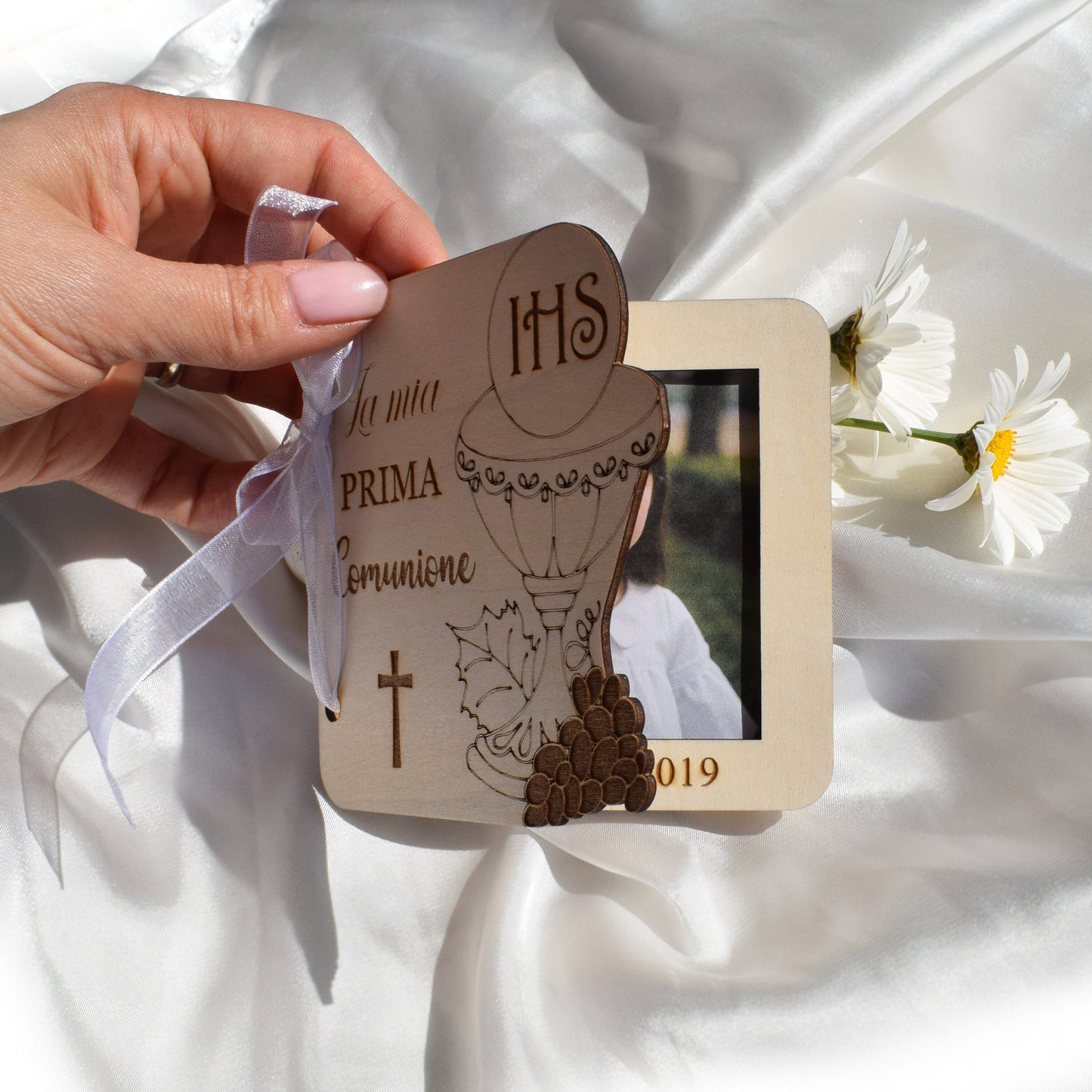 Personalized Wooden Photo Frame – First Holy Communion Favor & Christian Keepsake Gift