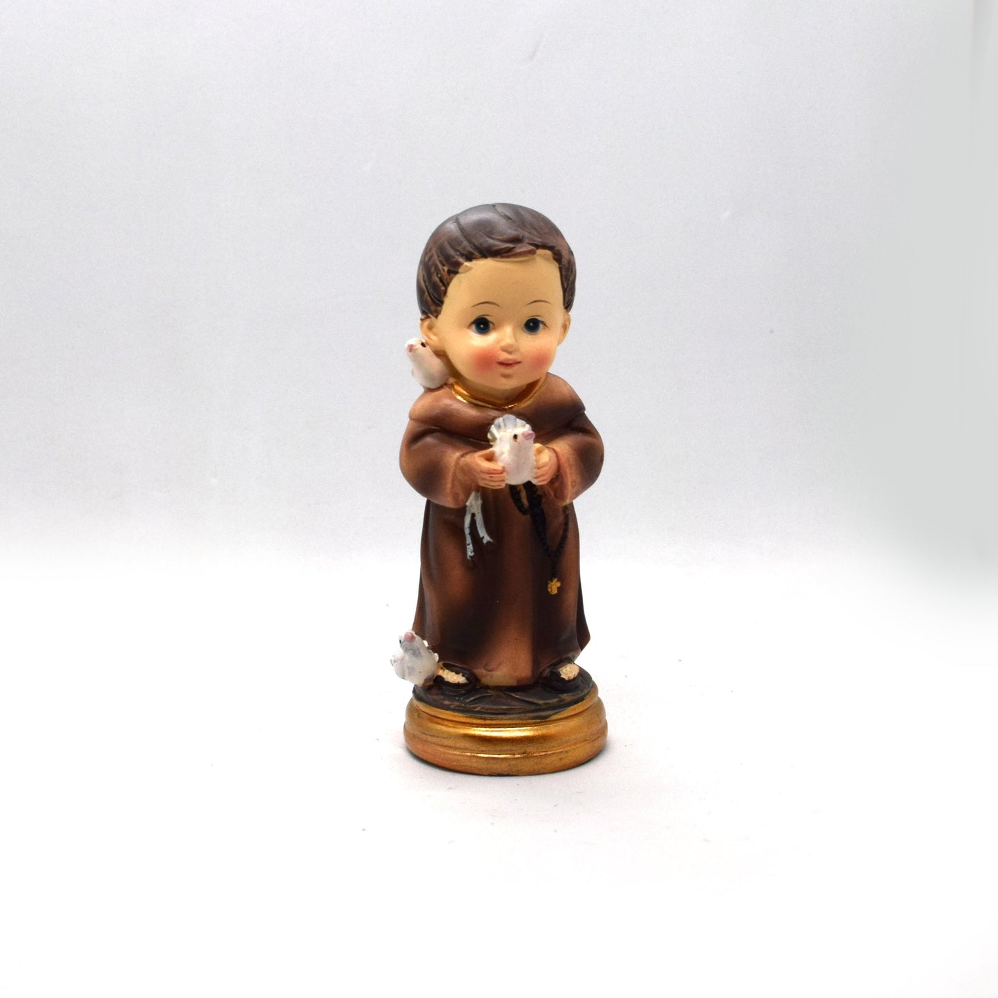 🕊️ Saint Francis Resin Statue – St. Francis of Assisi Mini Pocket Statue – Italian Catholic Desk Figurine