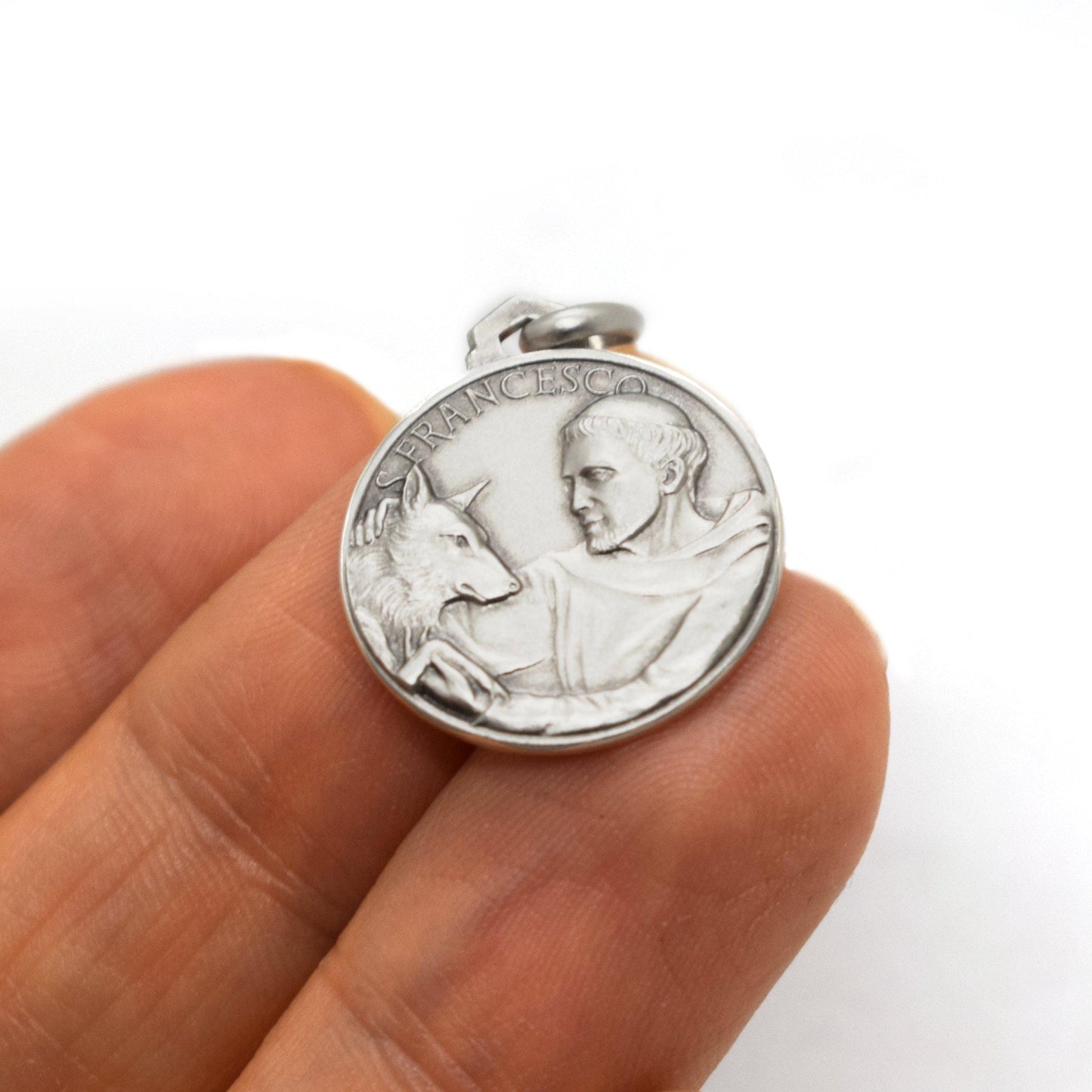 Saint Francis & the Wolf Sterling Silver Medal Pendant – Italian Catholic Jewelry