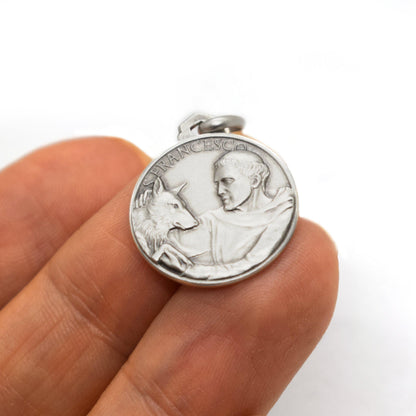 Saint Francis & the Wolf Sterling Silver Medal Pendant – Italian Catholic Jewelry