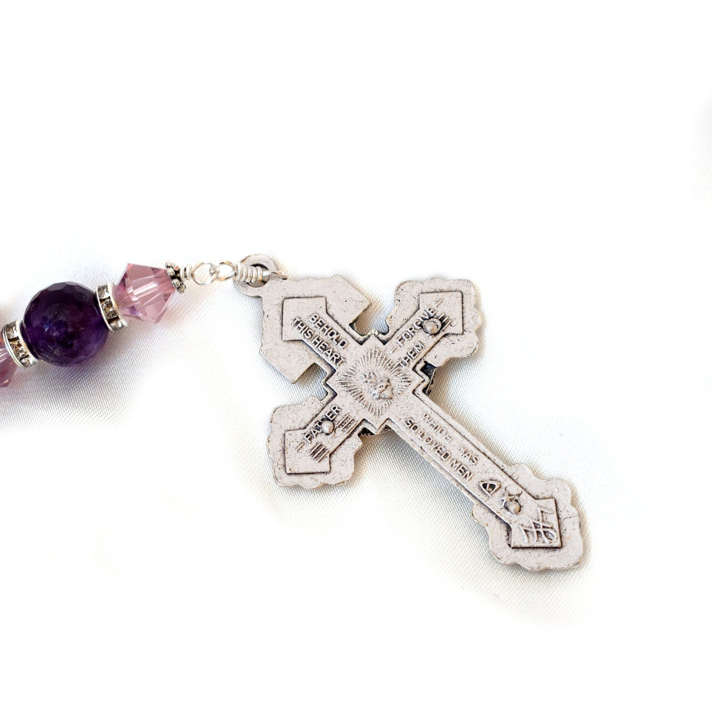 Personalized Amethyst Crystal Rosary – Swarovski Beads with Pardon Crucifix | Catholic Wedding, First Communion & Confirmation Gift