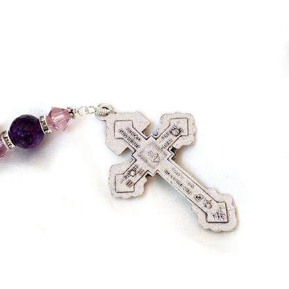 Personalized Amethyst Crystal Rosary – Swarovski Beads with Pardon Crucifix | Catholic Wedding, First Communion & Confirmation Gift