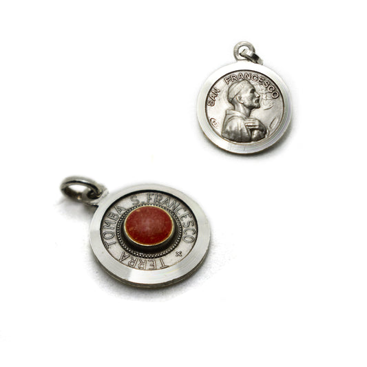 Sterling Silver Saint Francis Relic Medal | San Francesco Reliquary Pendant | Italian 925 Silver Franciscan Jewelry