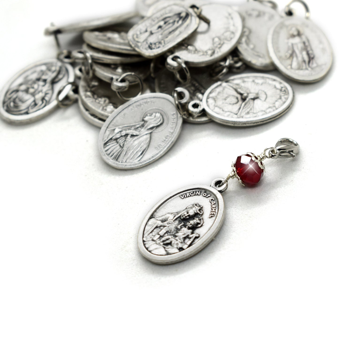 Rosary Marker with Saint Medal and Crystal – Catholic Charm Handmade in Italy