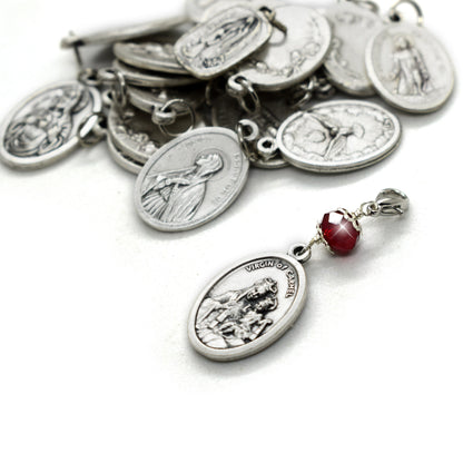 Rosary Marker with Saint Medal and Crystal – Catholic Charm Handmade in Italy