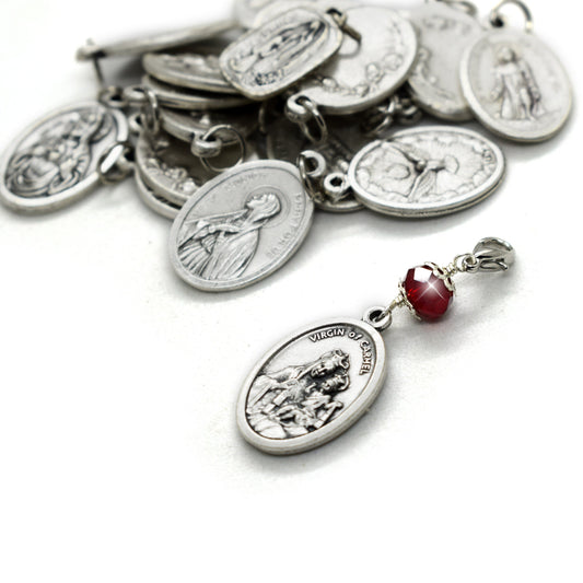 Rosary Marker with Saint Medal and Crystal – Catholic Charm Handmade in Italy