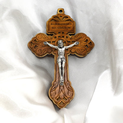 Large Pardon Crucifix | Olive Wood Indulgence Cross | Handmade Italian Catholic Crucifix