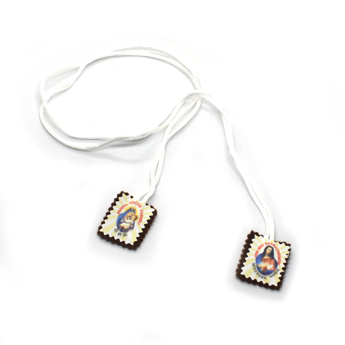Brown Scapular of Our Lady of Mount Carmel & Sacred Heart of Jesus – Traditional Catholic Scapular Handmade in Italy