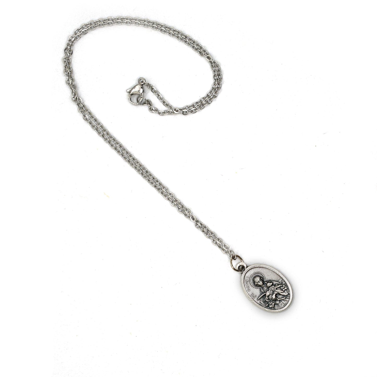 Saint Agnes Necklace – Minimalist Catholic Jewelry – Handmade Italian Medal Necklace – Spiritual Gift