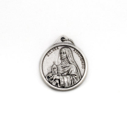 Saint Francis and Saint Clare of Assisi Large Catholic Medal Pendant | Double-Sided Religious Necklace | Italian Gift for Him or Her