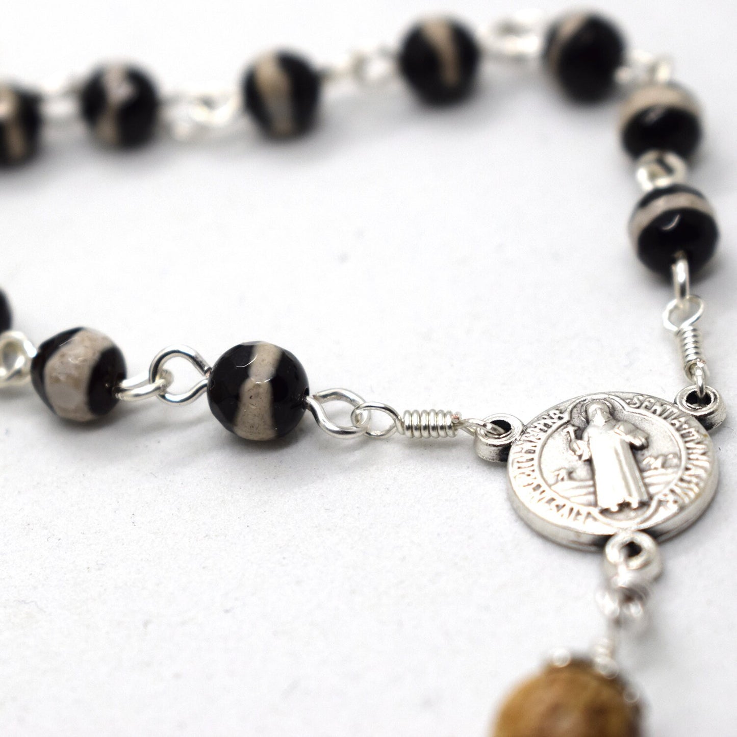 St. Benedict Five Decades Gemstone Rosary | Unbreakable Handmade Italian Rosary | Catholic Gift