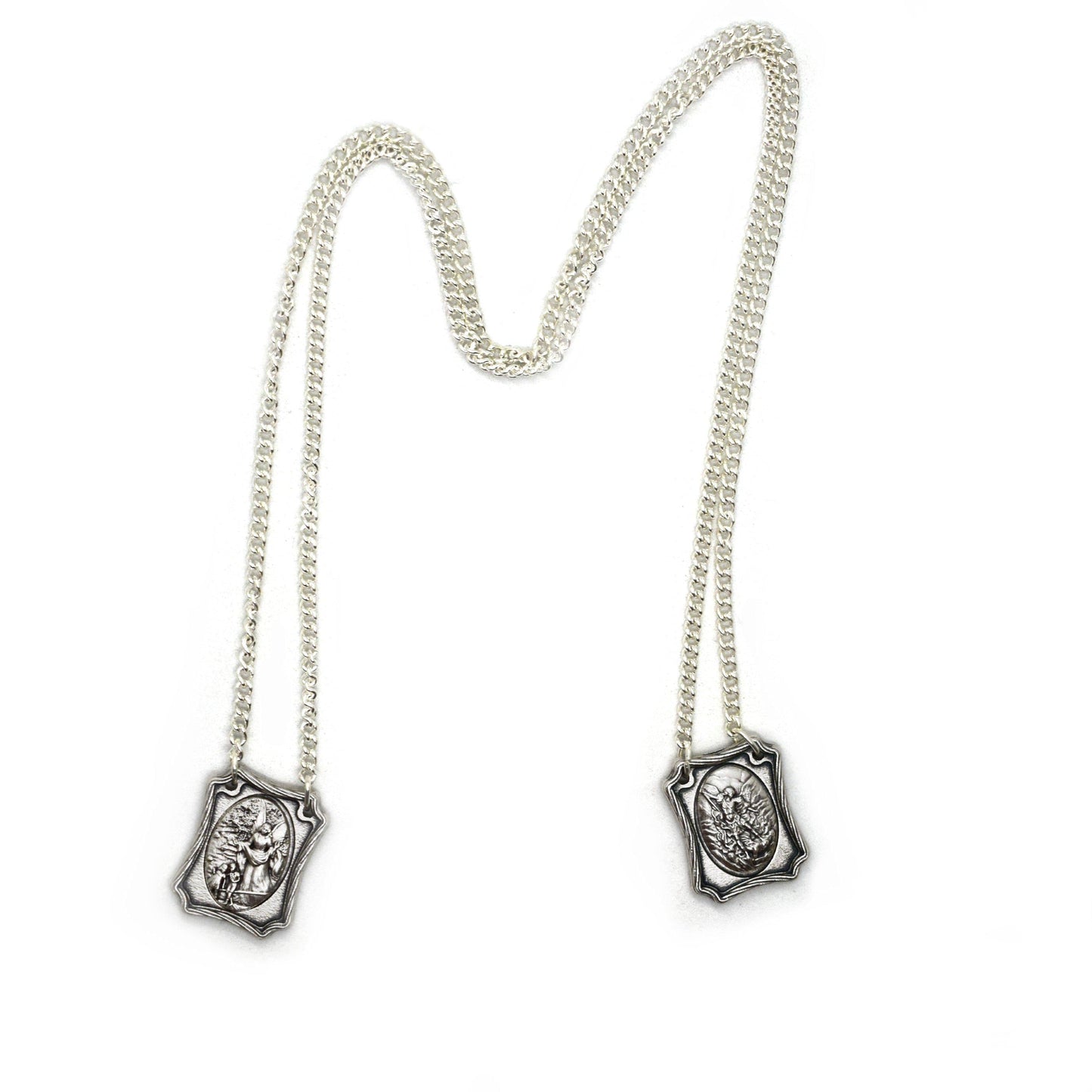 Saint Michael & Guardian Angel Scapular Necklace – Catholic Protection Medal – Religious Gift from Italy