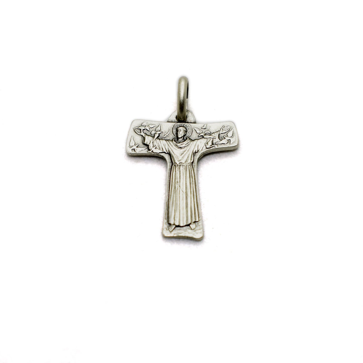 🌿 Sterling Silver Saint Francis Tau Cross Pendant – Italian Handmade Religious Jewelry