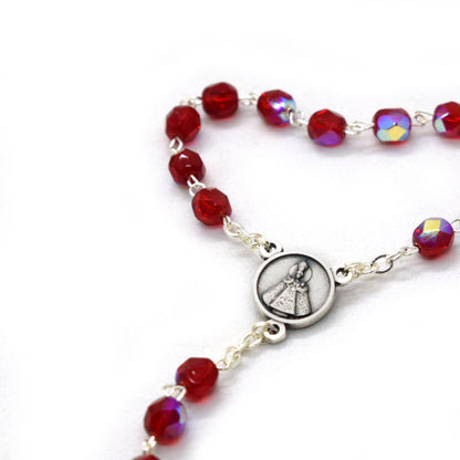 Holy Infant of Prague Chaplet – Red Crystal Pocket Rosary, Italian Handmade Catholic Gift