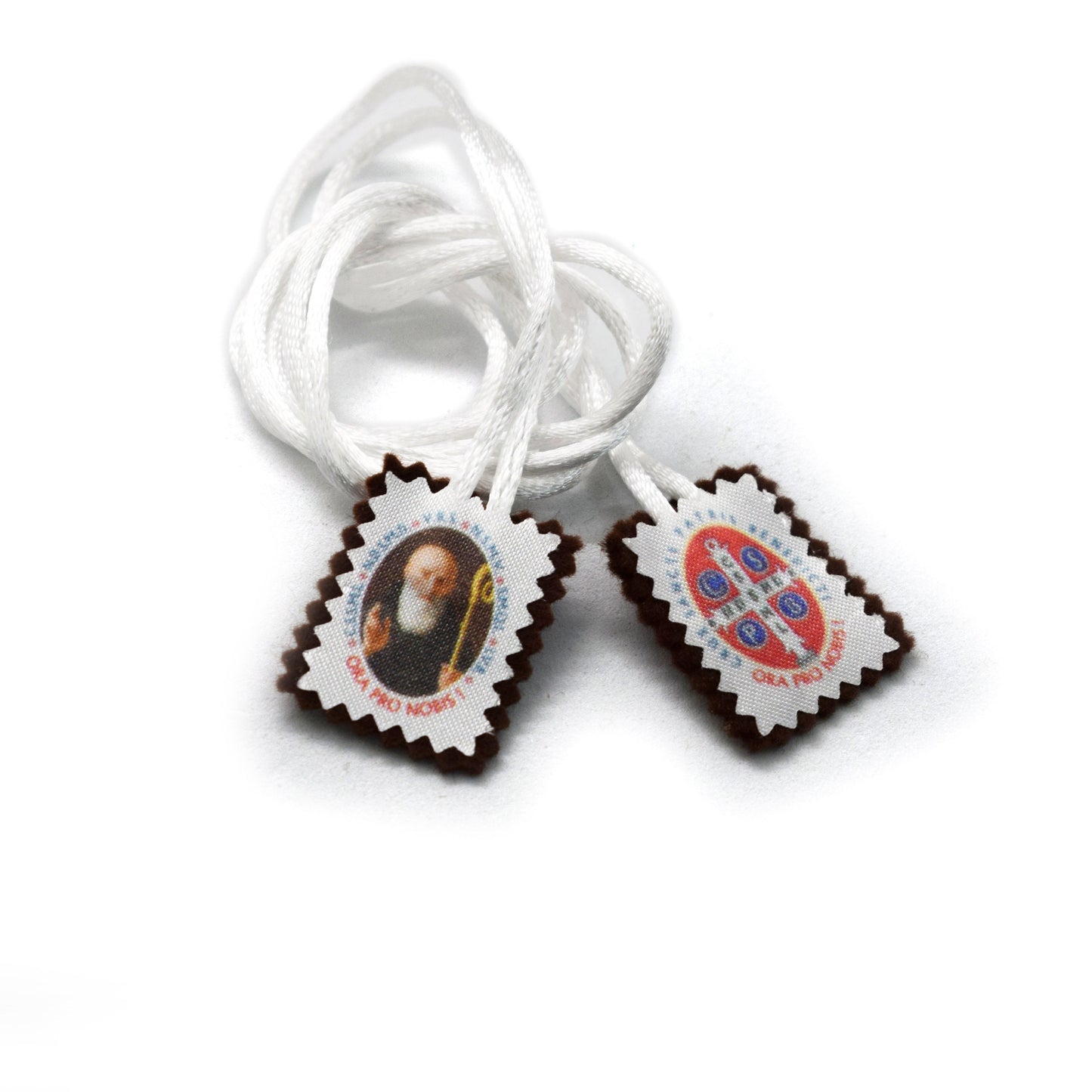 Saint Benedict Felt Scapular – Brown Felt San Benito, Catholic Protection Gift, Italian Handmade