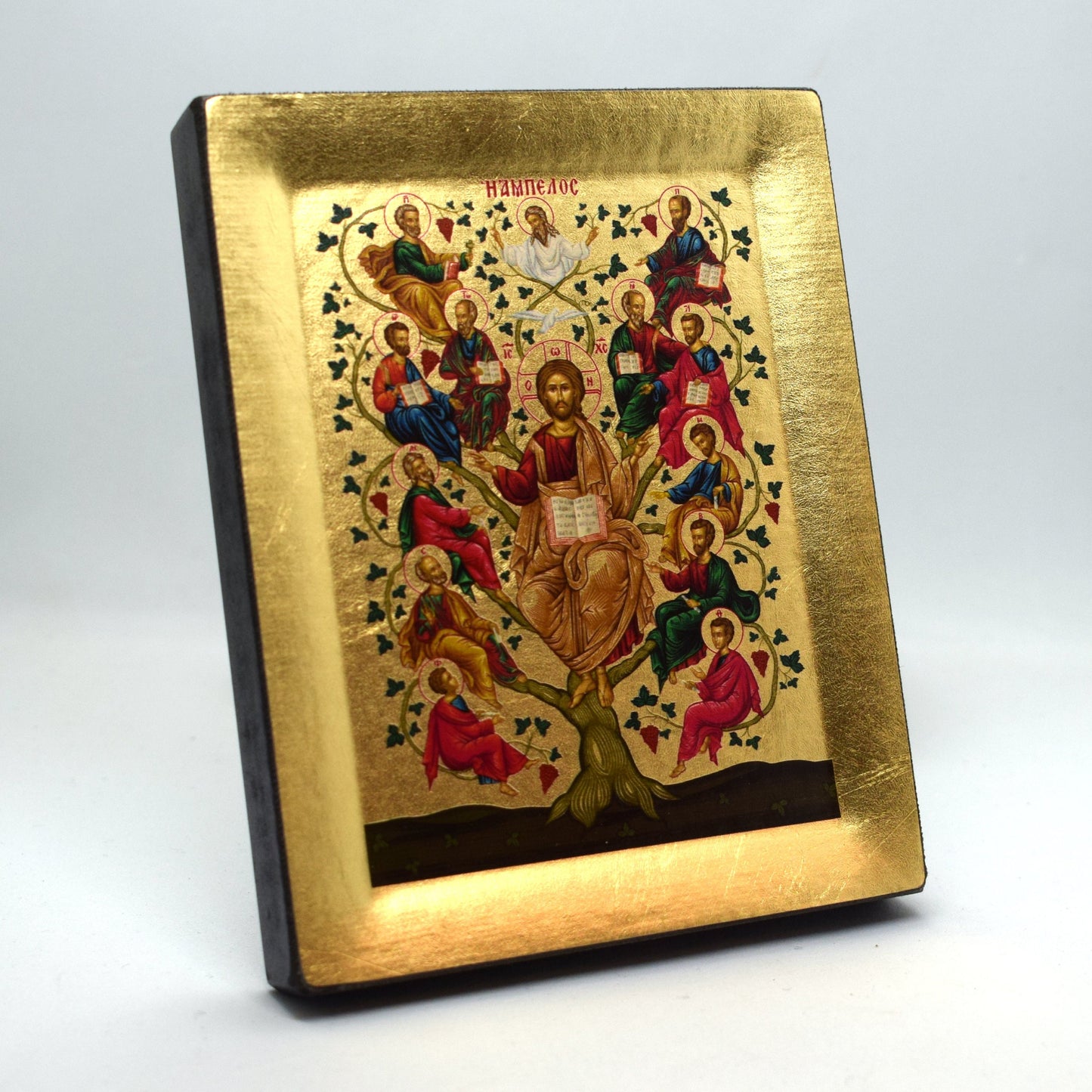 Tree of Life Orthodox Icon – Jesus & Apostles, Byzantine Greek Wall Hanging | Handmade Christian Gift