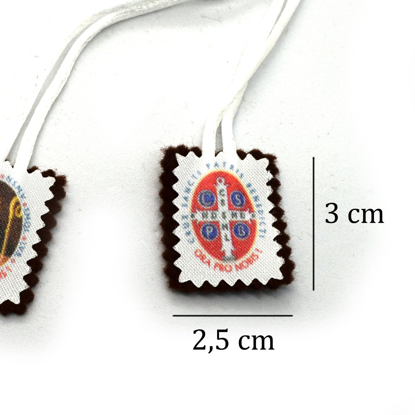Saint Benedict Felt Scapular – Brown Felt San Benito, Catholic Protection Gift, Italian Handmade