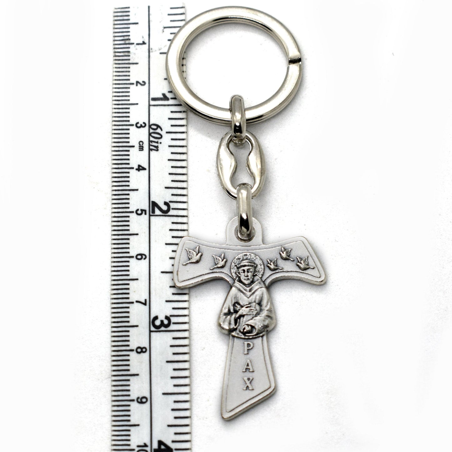 Saint Francis Tau Cross Keychain – Christian Keyring, Franciscan Catholic Gift