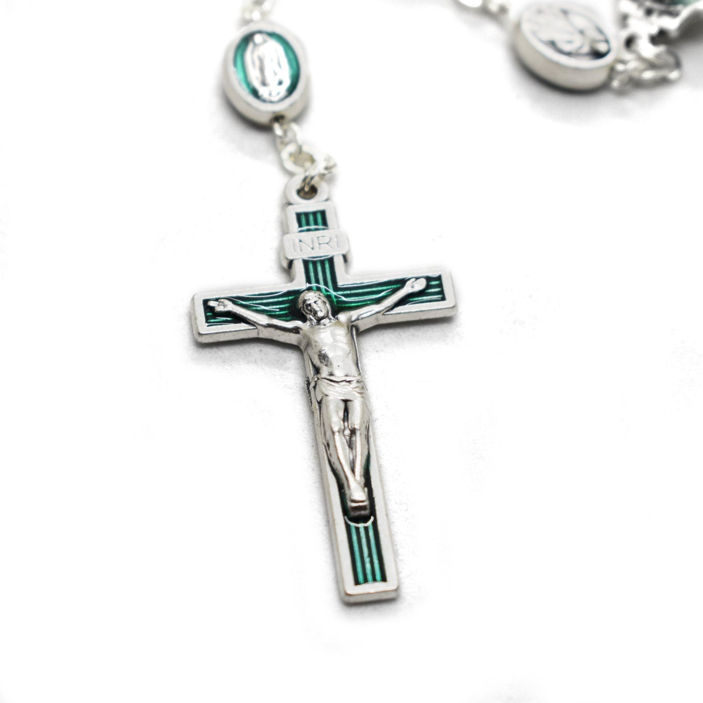 Our Lady of Guadalupe Rosary – Italian Green Crystal Rosary Necklace, Catholic Gift, First Communion