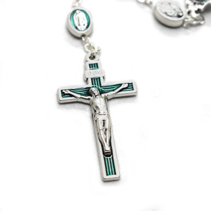 Our Lady of Guadalupe Rosary – Italian Green Crystal Rosary Necklace, Catholic Gift, First Communion