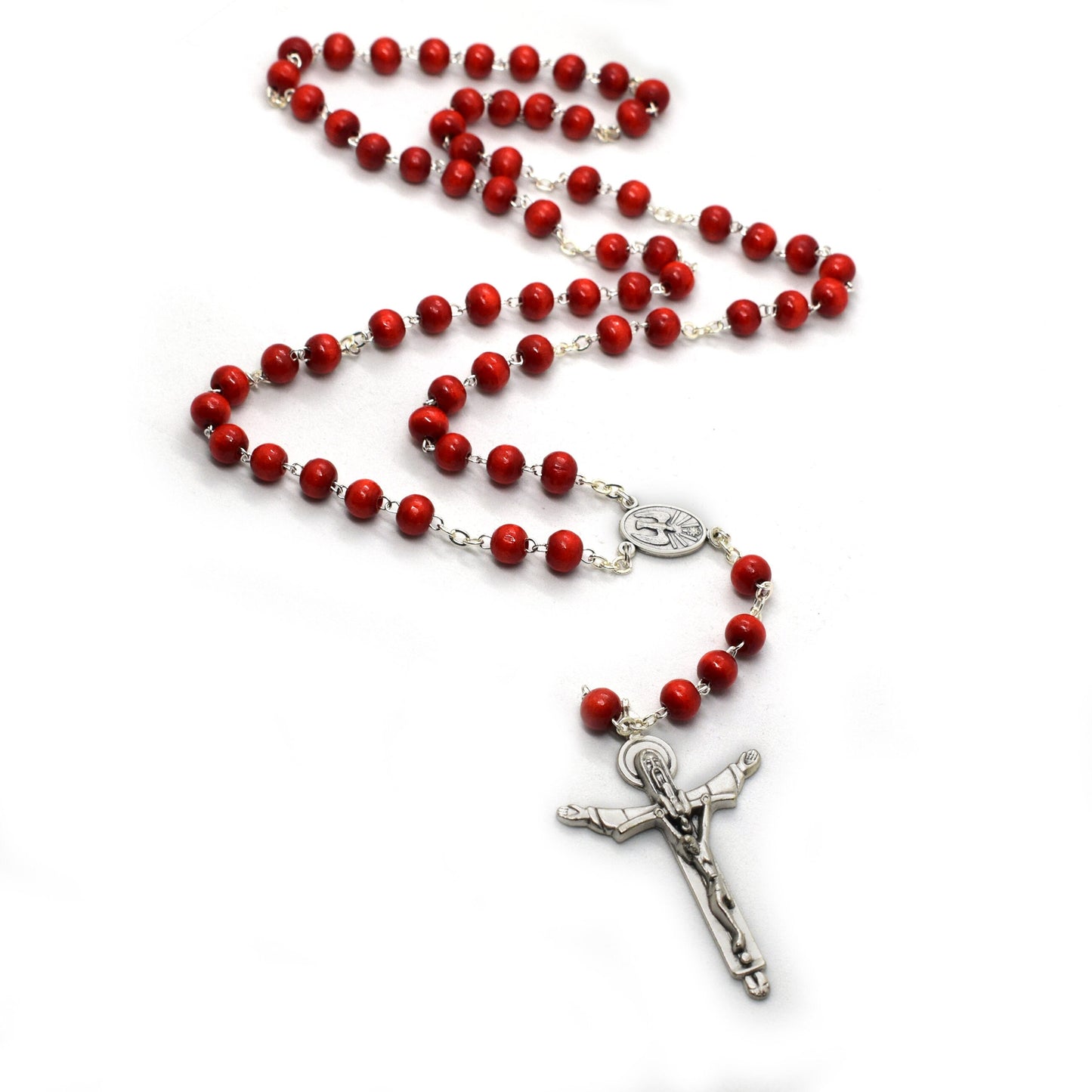 Holy Spirit Rosary Necklace – Wooden Confirmation Chaplet | Catholic Italian Faith Gift ✝️
