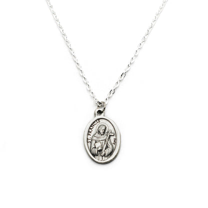 St. Francis of Assisi Medal Necklace 🕊️ Zama Alloy on Stainless Steel Chain – Handmade Italian Catholic Jewelry