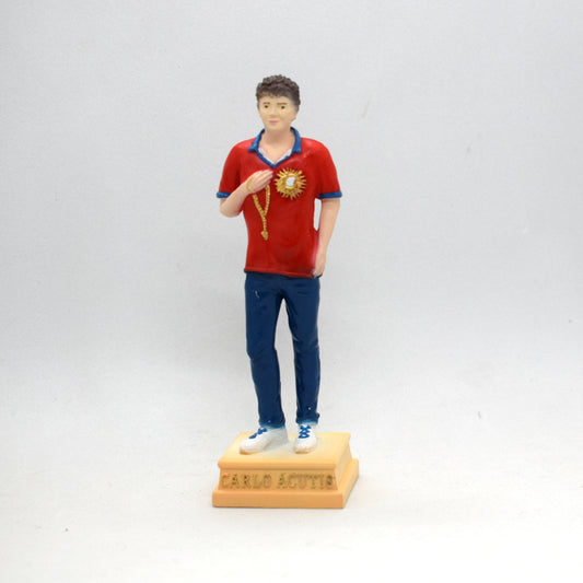 Saint Carlo Acutis Resin Statue | Hand-Painted Italian Christian Pocket Statue | Faith Gift