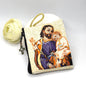 Saint Joseph and Jesus Rosary Pouch – Icon Tapestry Coin Holder, Handmade Catholic Gift