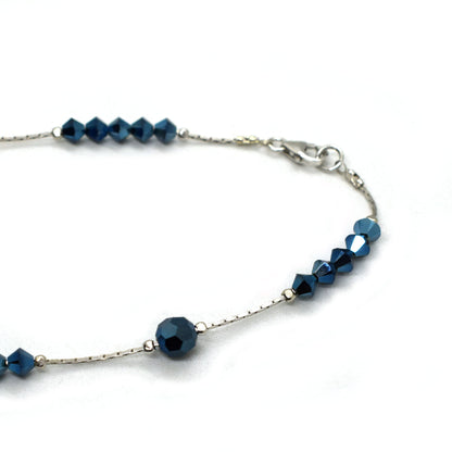 Italian Handmade Sterling Silver Rosary Necklace with Swarovski Crystals – Rhodium Plated Christian Jewelry